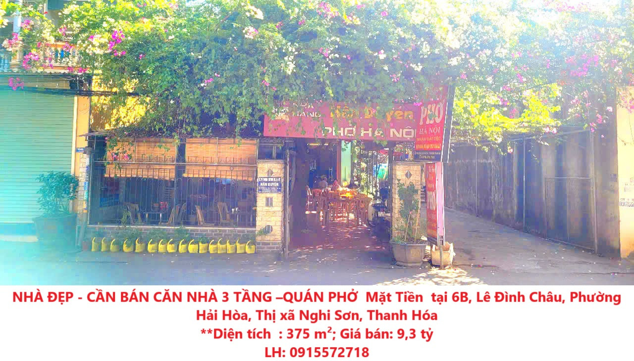 NHÀ ĐẸP - CẦN BÁN CĂN NHÀ 3 TẦNG –QUÁN PHỞ  Mặt Tiền  tại Phường Hải Hòa, TX  Nghi Sơn, Thanh Hóa