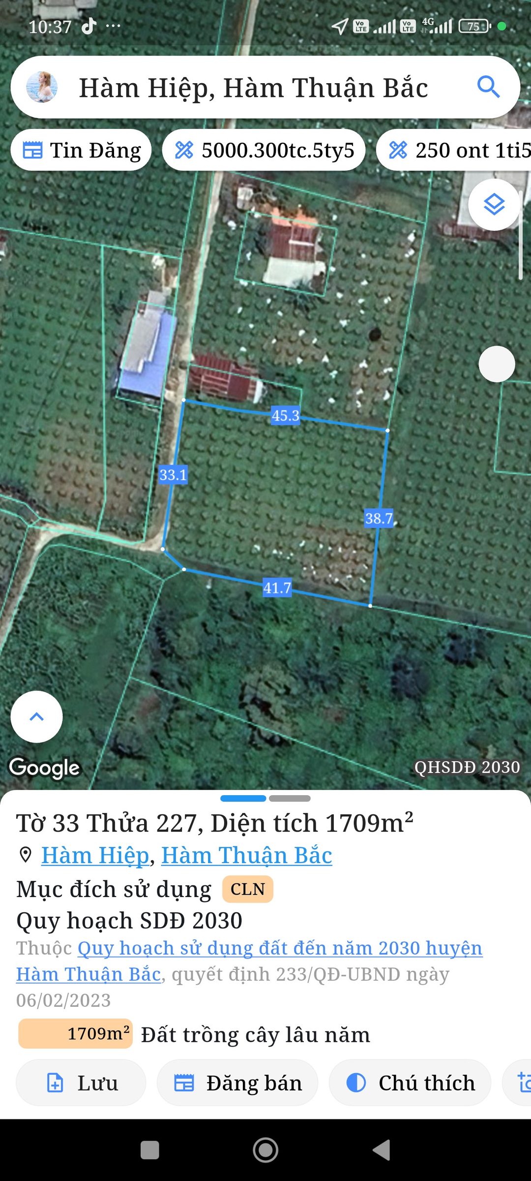 Bán Đất 1708m² giá 990 triệu tại Xã Hàm Hiệp Huyện Hàm Thuận Bắc Bình Thuận