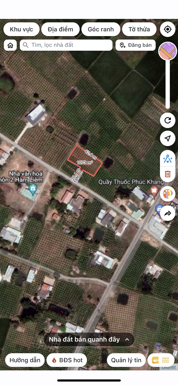 Bán  đất nông nghiệp 1048m² , giá 2.4 tỷ tại, Xã Hàm Liêm, Huyện Hàm Thuận Bắc, Bình Thuận