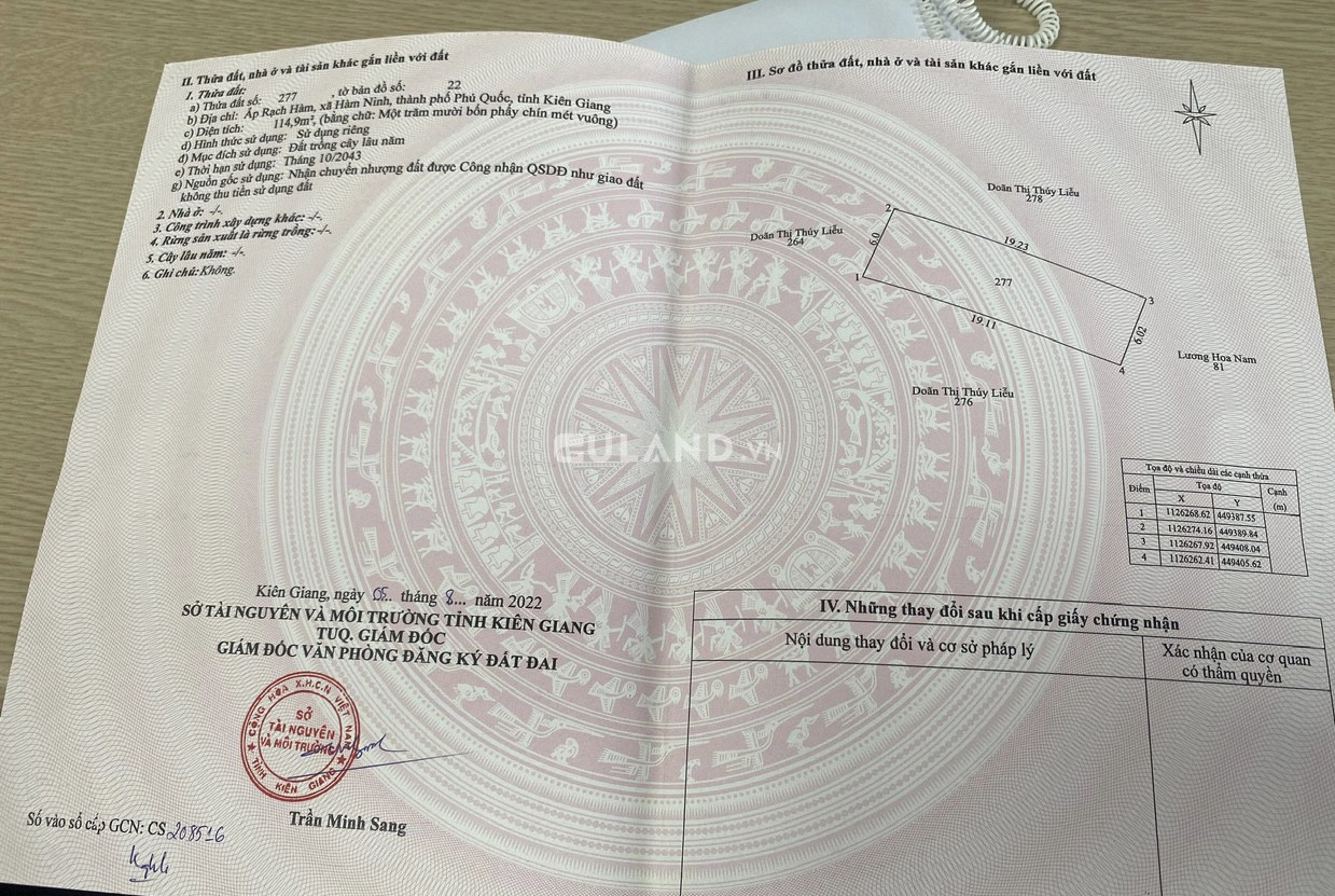 Bán đất chính chủ , xã hàm ninh , tp phú quốc
