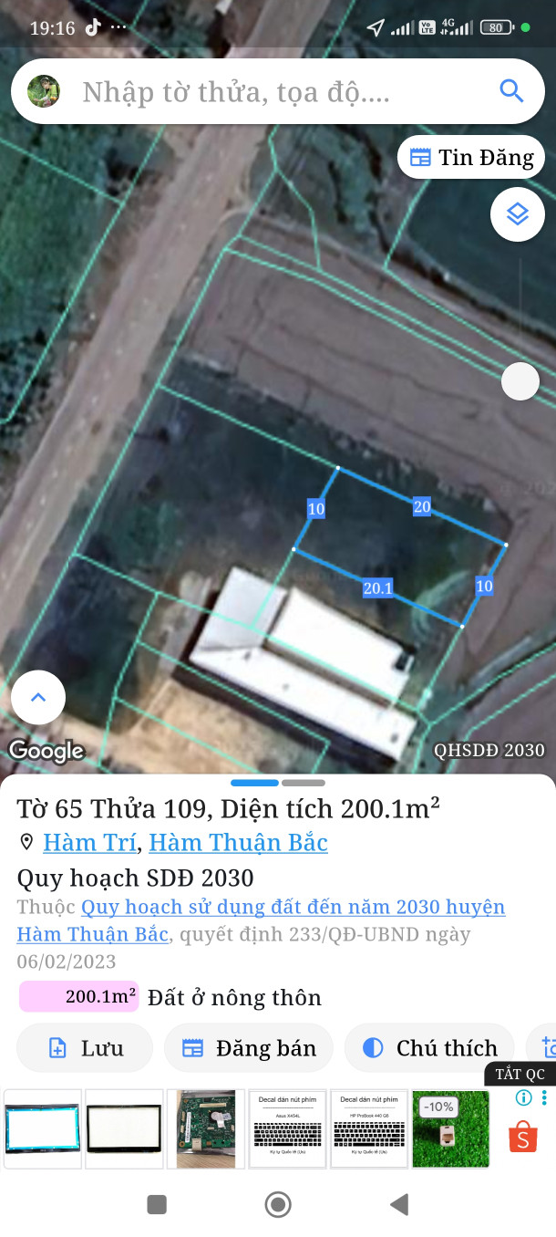Bán đất 200m² giá 950 triệu Xã Hàm Thuận Bắc