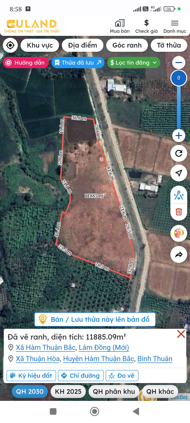 Bán đất 11808m² qh đất ở giá 2.9 tỷ Xã Hàm Thuận Bắc