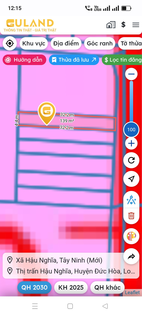 Bán đất 138m² ngang 4,4m giá 1.38 tỷ Xã Hậu Nghĩa
