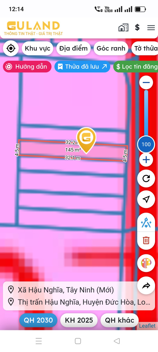 Bán đất 144m² ngang 4,5m giá 1.44 tỷ Xã Hậu Nghĩa