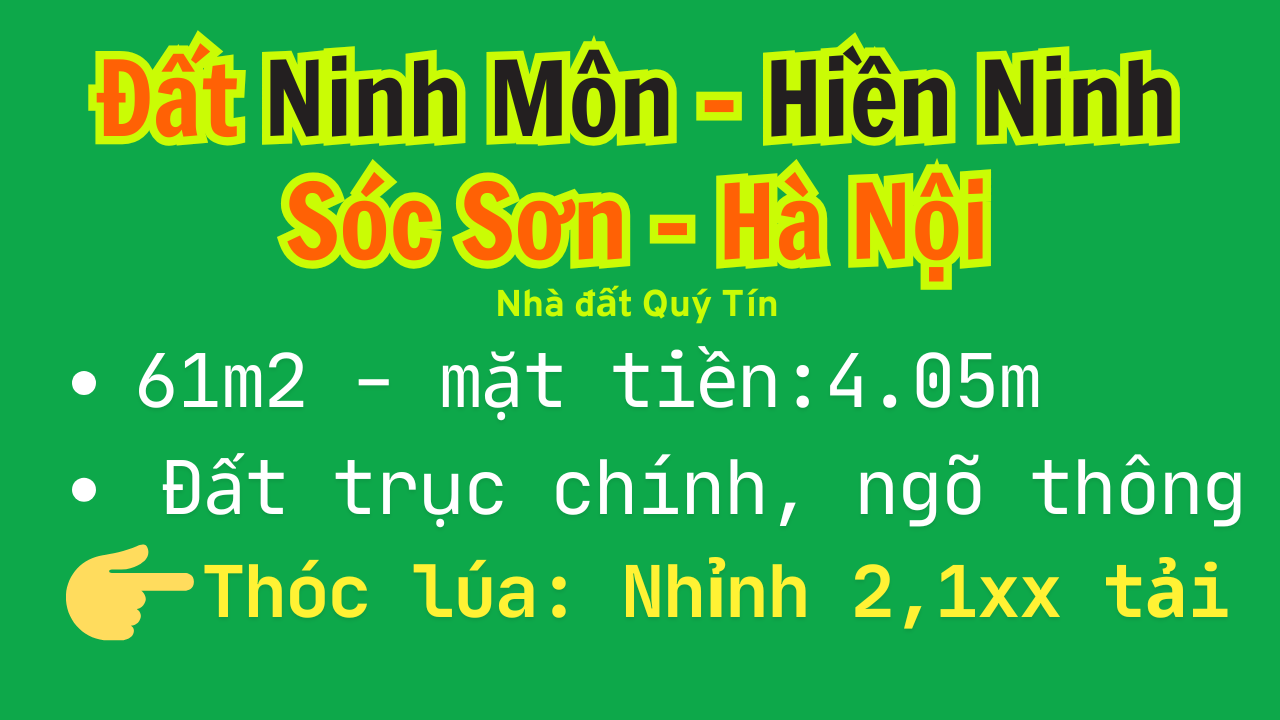 ĐẤT HIỀN NINH - SÓC SƠN - 2 tỷ 150tr