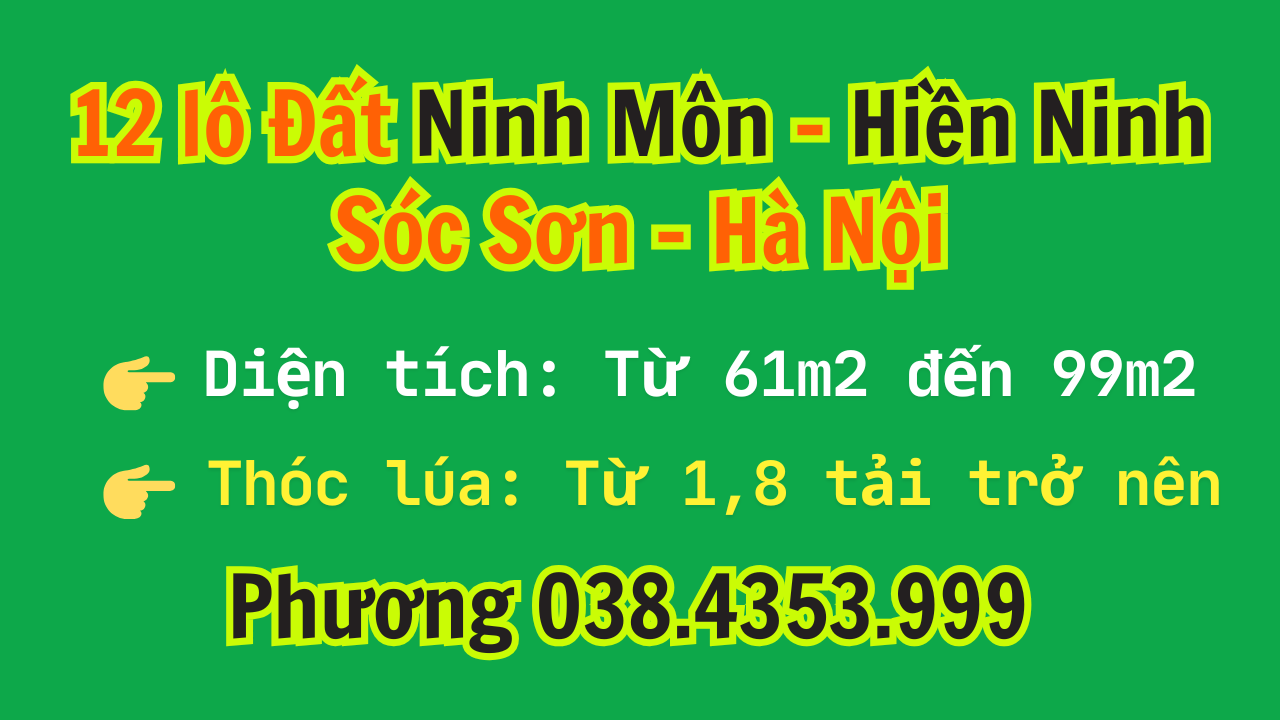 12 LÔ ĐẤT HIỀN NINH - SÓC SƠN - TIỀM NĂNG