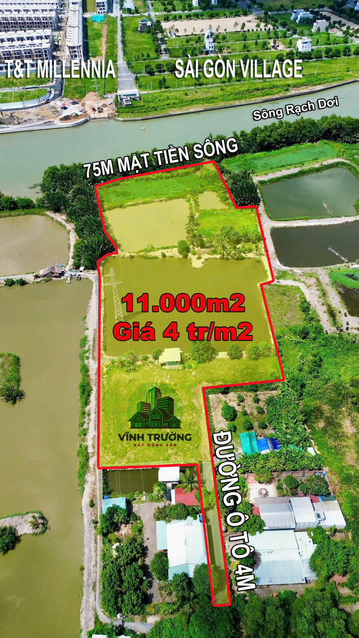 Bán đất 11000m² view sông, view khu đô thị, xe hơi tới đất, giá 44 tỷ, đường Lê Văn Lương