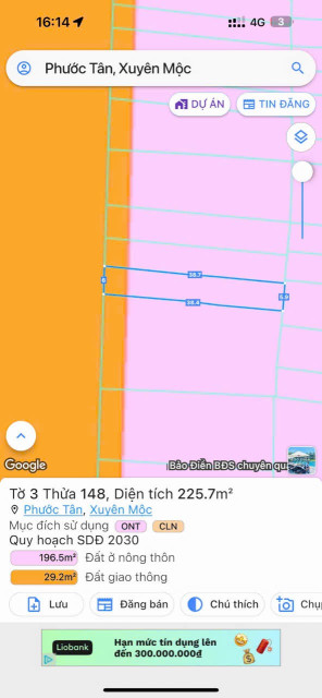 Bán đất 225.7m² ngang 6m giá 2.3 tỷ Xã Hồ Tràm