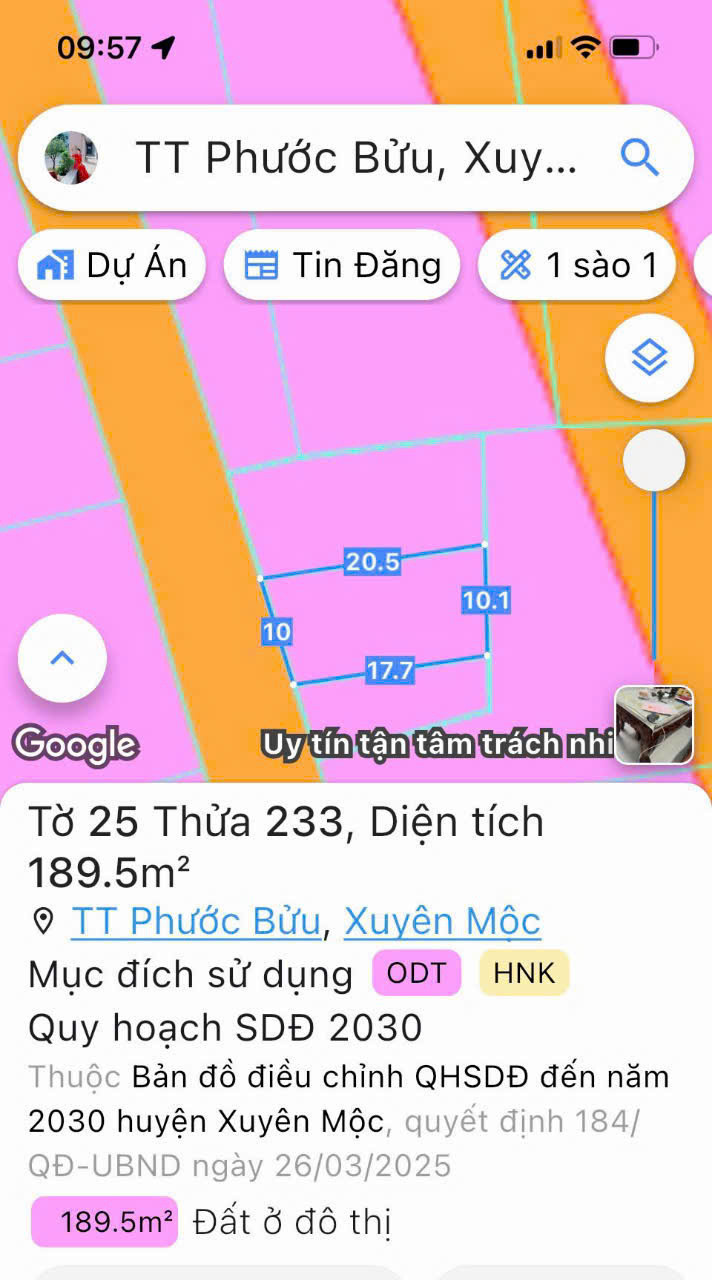 Bán đất 178.2m² ngang 10m giá 2.2 tỷ Xã Hồ Tràm