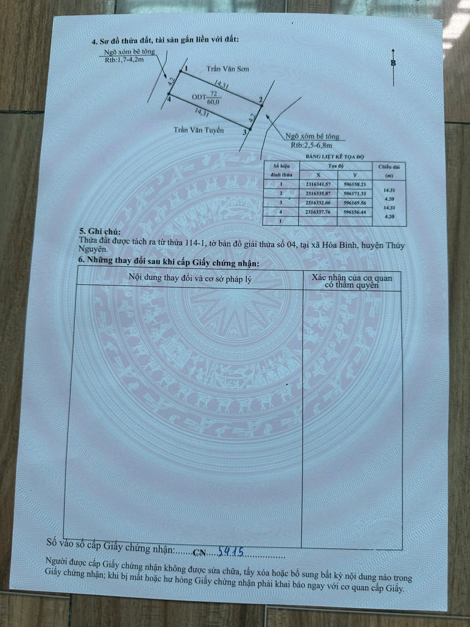 Bán 60m Hoà Bình Thuỷ Nguyên, tuyến 2 của đường 359. Cách 359:100m . L/h: 076.231.9990 e Thuý