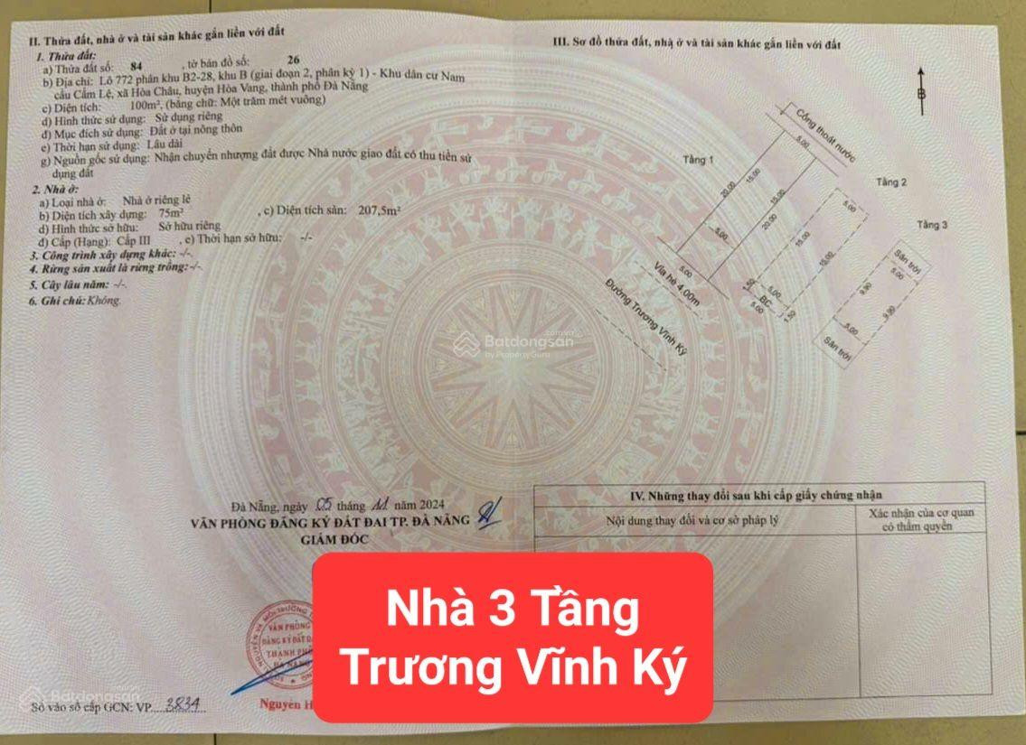 Bán đất 100m² 3.95 tỷ tại Xã Hòa Châu Huyện Hòa Vang