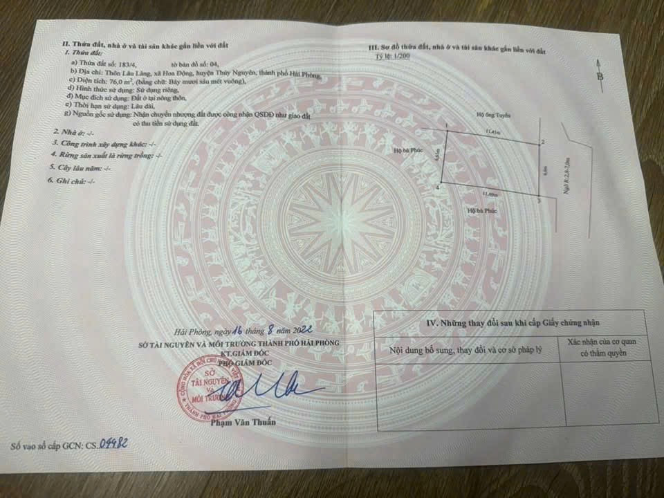 Bán 76m Hoa Động, ngõ trước đất 7m. L/h: 076.231.9990 e Thuý