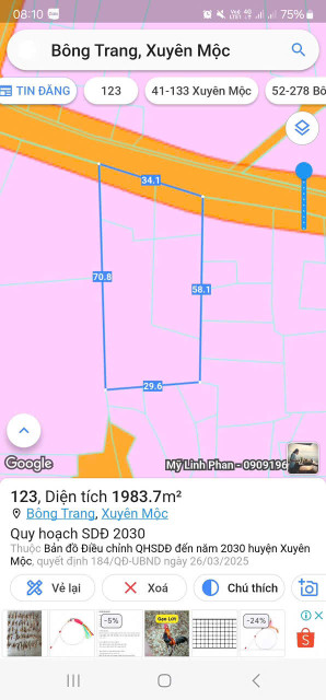 Bán đất 1987m² ngang 33m giá 5.5 tỷ Xã Hòa Hiệp