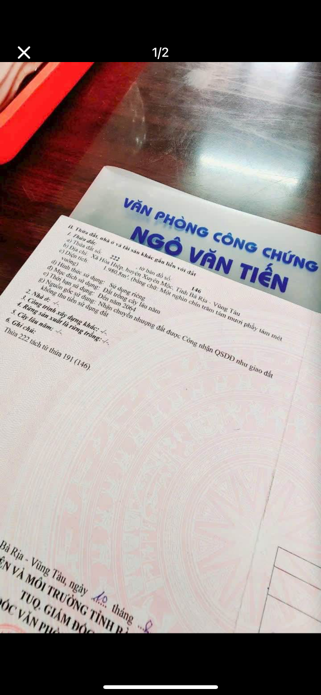 Bán đất 1981m² ngang 26m giá 1.36 tỷ Xã Hòa Hiệp