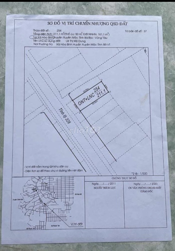 Bán đất 255.7m² ngang 9.0m giá 3 tỷ Xã Hòa Hội