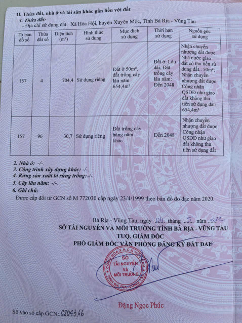 Bán đất 1825m² ngang 25m giá 9 tỷ Xã Hòa Hội