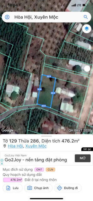 Bán đất 476,2m² ngang 15m giá 61.91 tỷ Xã Hòa Hội