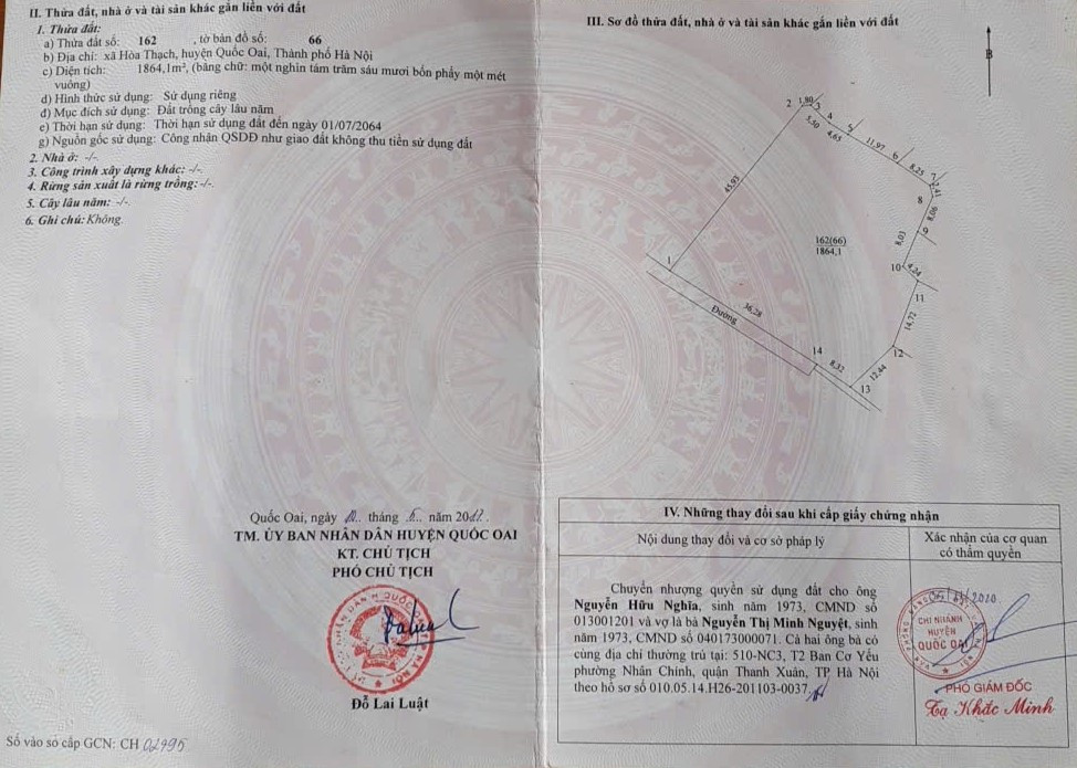 Bán đất 1.864m, sát ruộng