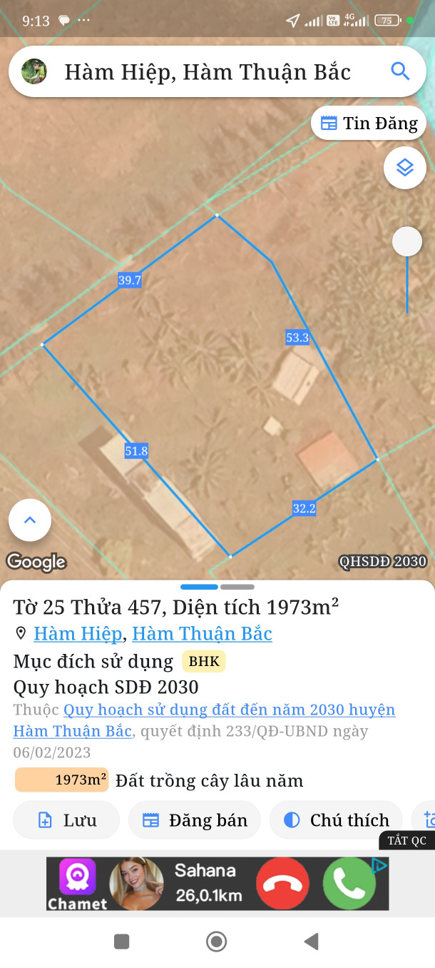 Bán đất 1972m² Xã Hòa Thắng