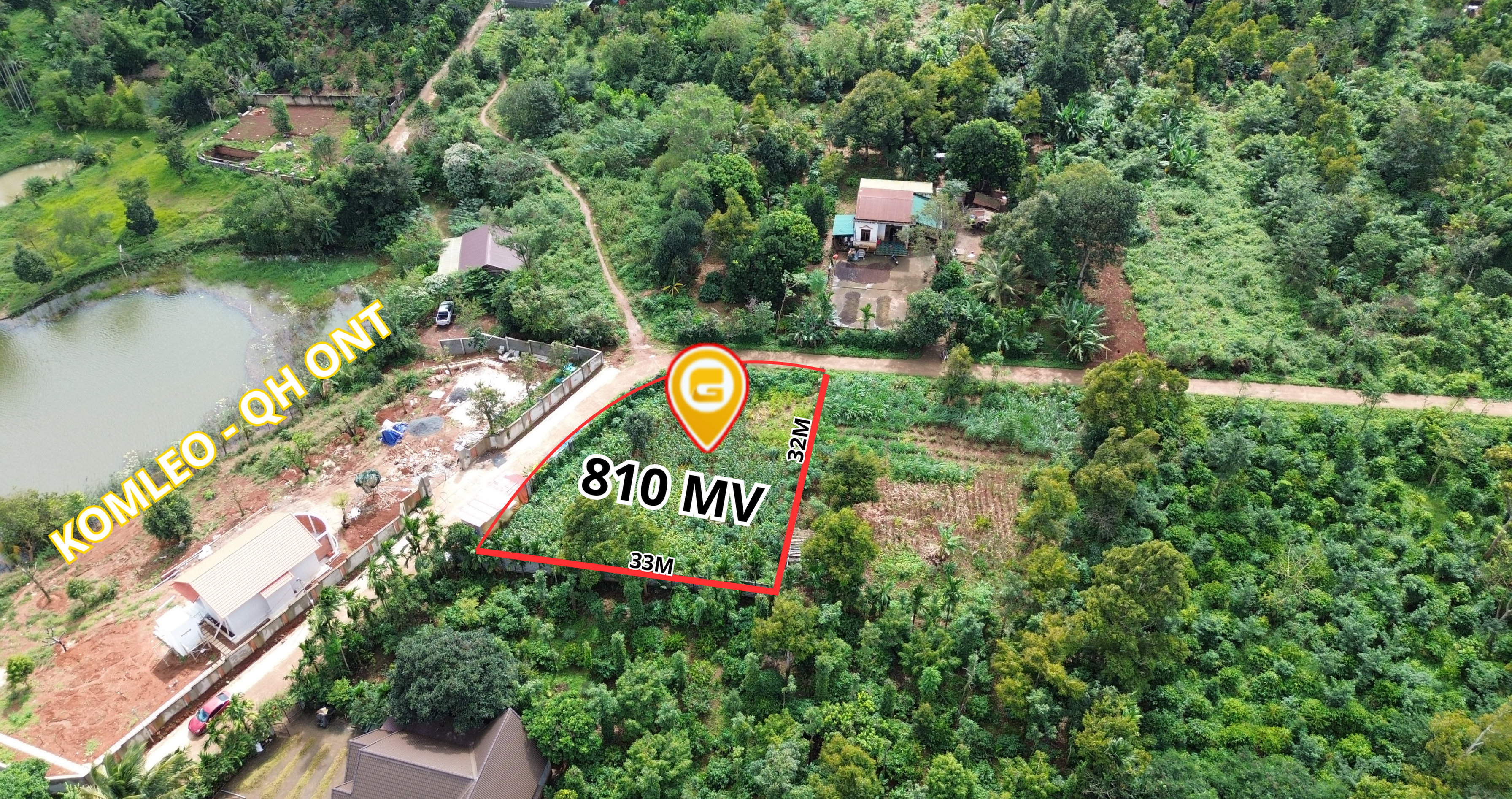 Bán đất view hồ Kom Leo 804.6m² ngang 47m giá 4.2 tỷ tại Xã Hòa Thắng Thành phố Buôn Ma Thuột