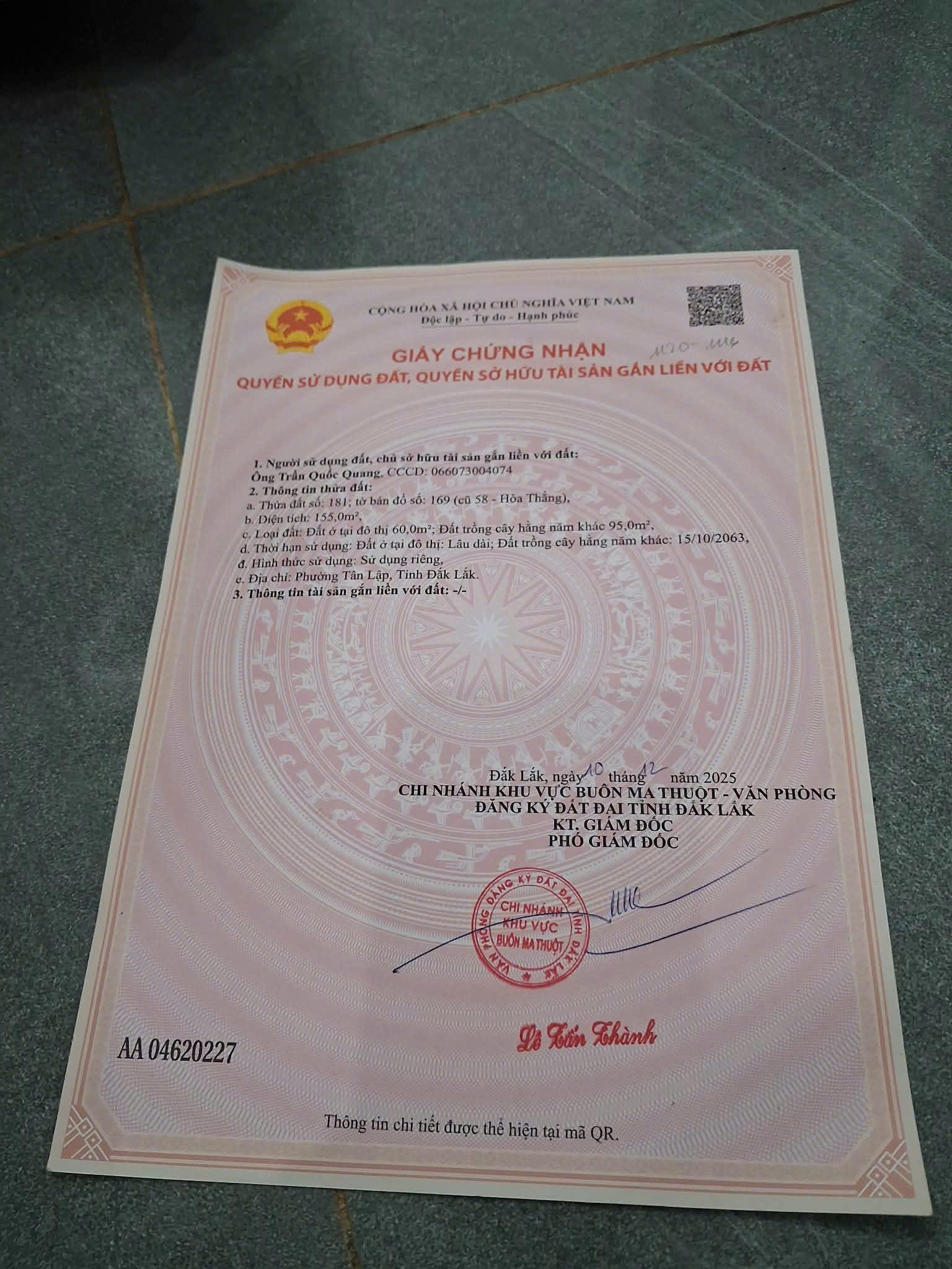 BÁN NHANH ĐẤT THÔN 1 HOÀ THẮNG HẺM C1 ĐẠI LỘ ĐÔNG TÂY
