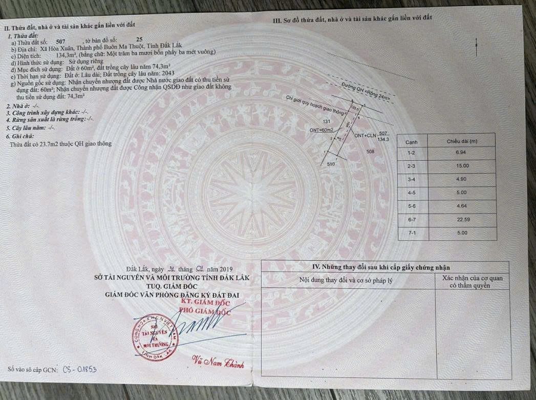 BÁN ĐẤT XÃ HÒA XUÂN – GIÁ TỐT ĐẦU TƯ Giá bán: 1,55 tỷ