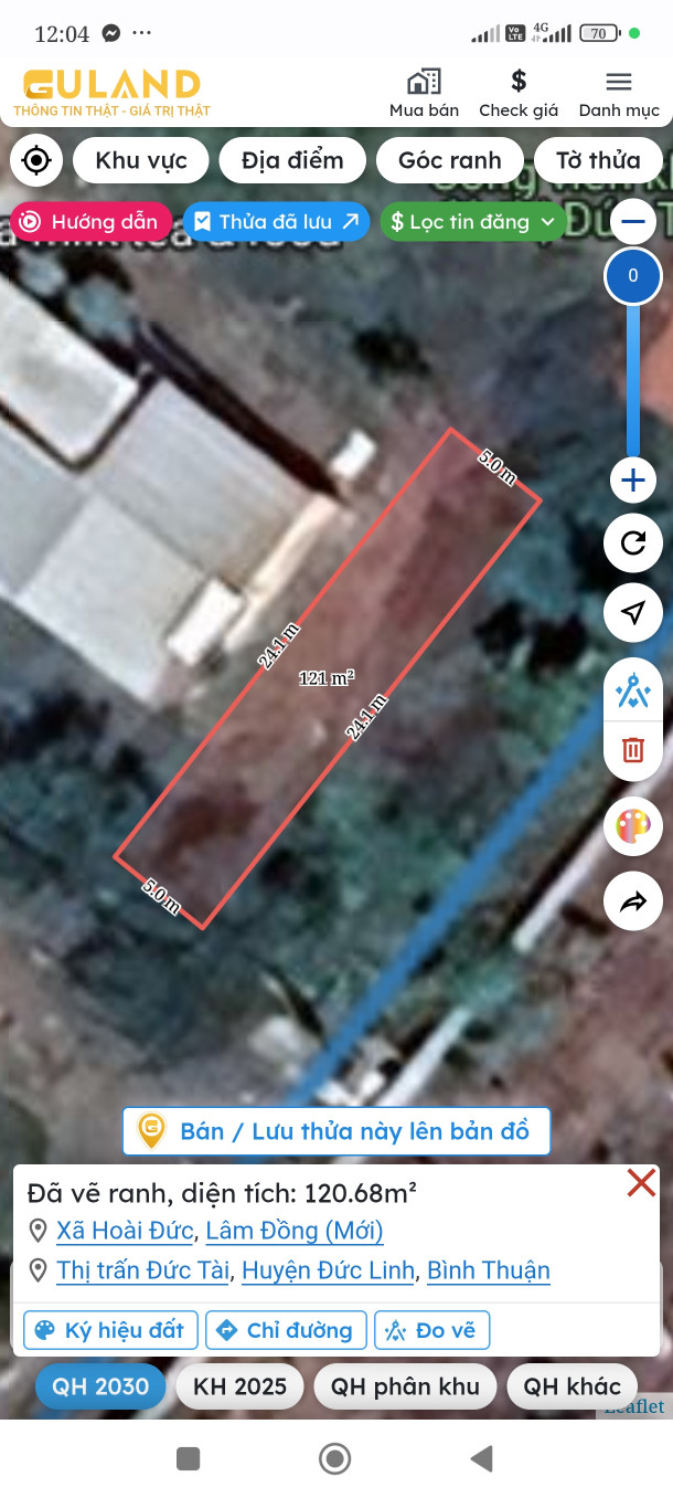 Bán đất 120m² ngang 5m giá 0 triệu Xã Hoài Đức