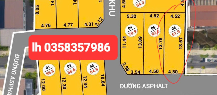 Bán đất 61.9m² ngang 4.52m giá 2.3 tỷ Xã Hoàn Long