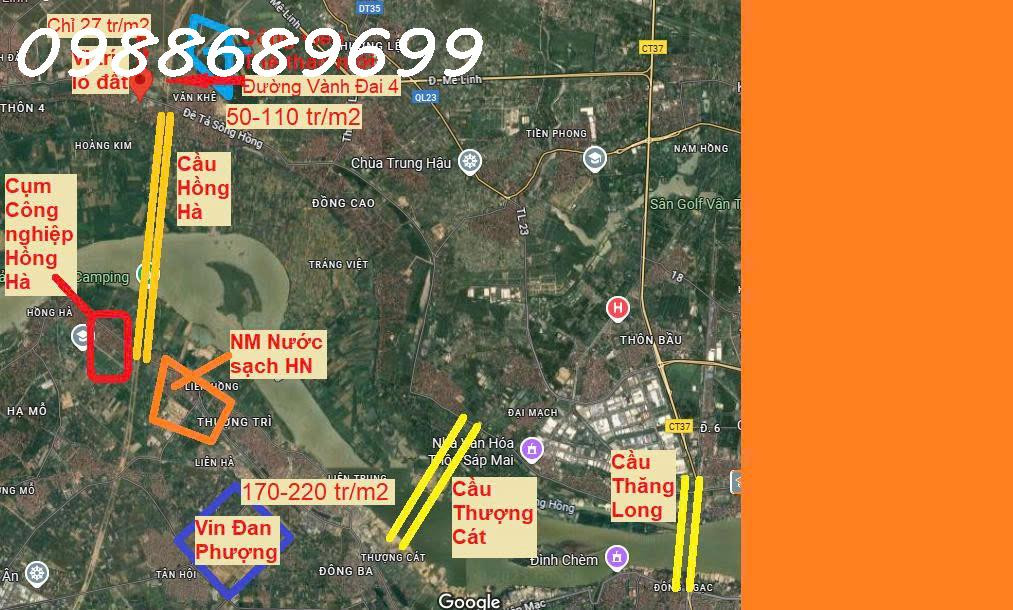 Vành Đai 4, cầu Hồng Hà - 139.8m2 full thổ cư, ôtô ngõ thông