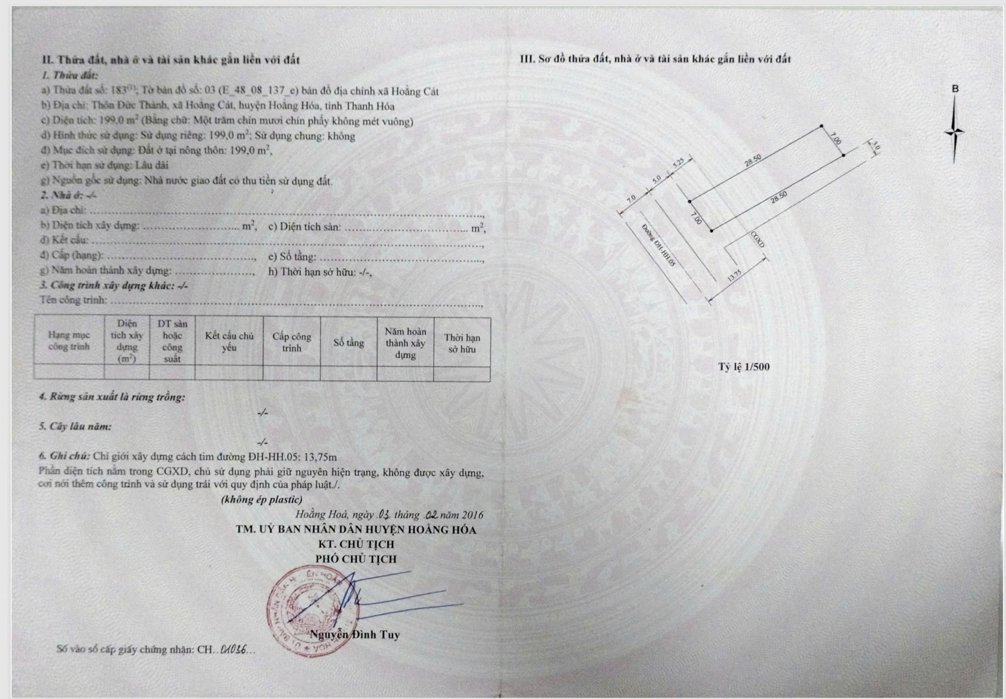 Bán đất 199m² full thổ cư ngang 7m giá 2.8 tỷ tại Xã Hoằng Sơn
