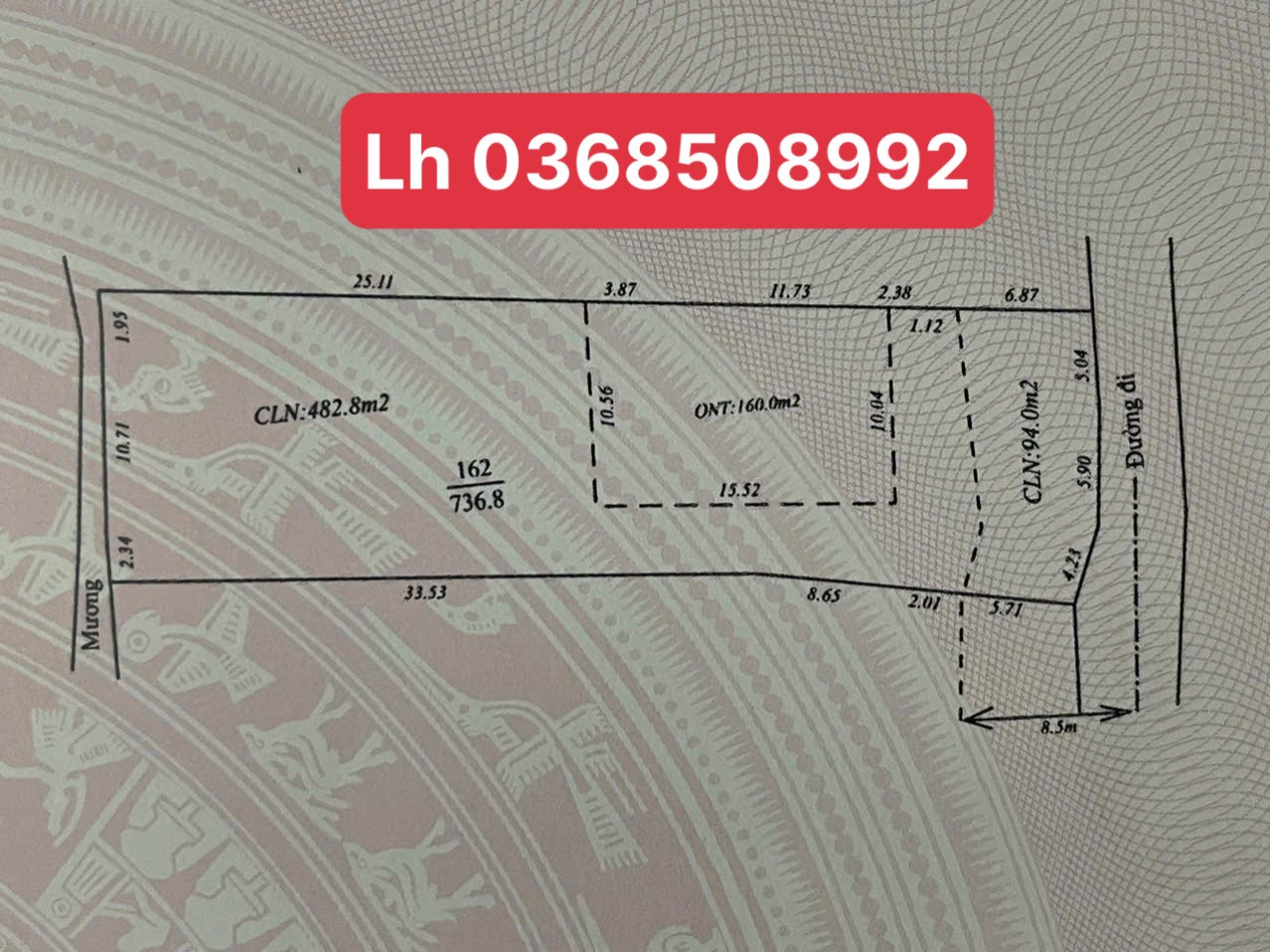 Bán đất 736.8m² ngang 13.17m giá 1.85 tỷ Xã Hoàng Vân