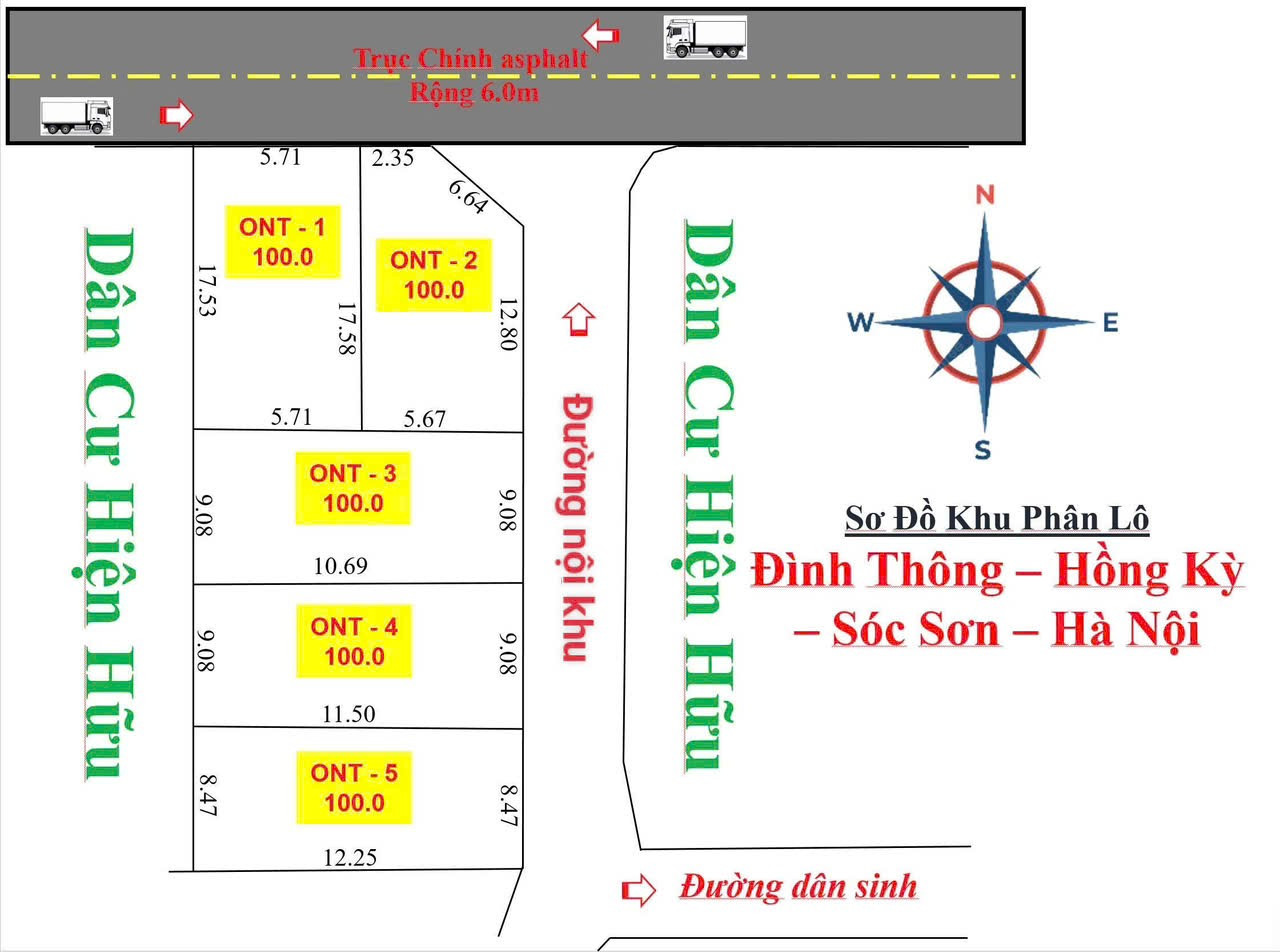 Bán đất 100m² ngang 9m giá 1.6 tỷ tại Xã Hồng Kỳ Huyện Sóc Sơn