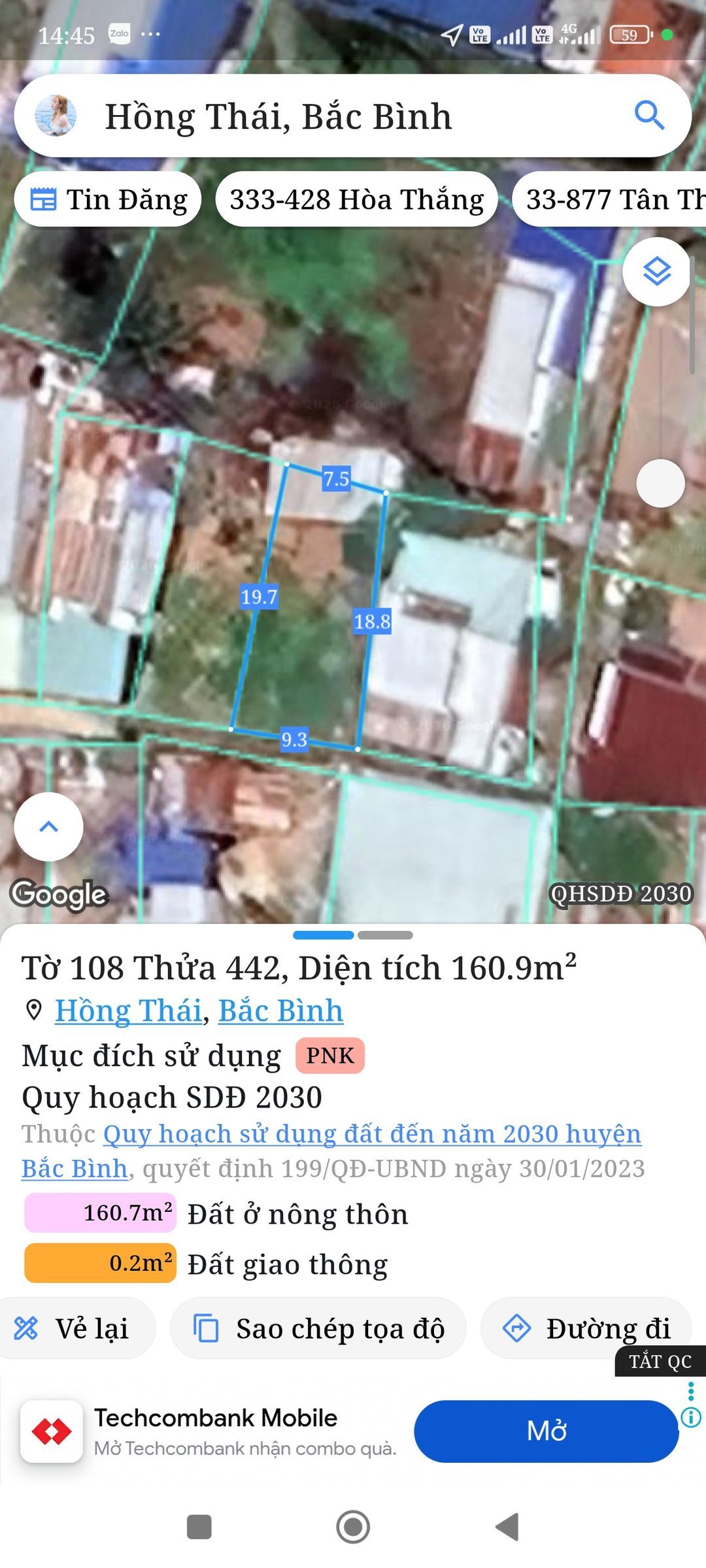 Bán đất 160.9m² full thổ cư ngang 9m giá 390 triệu tại Xã Hồng Thái