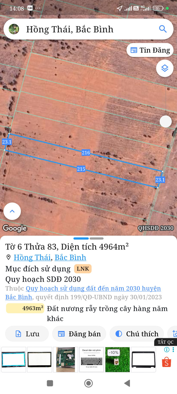 Bán đất 4962m² giá 0 triệu Xã Hồng Thái