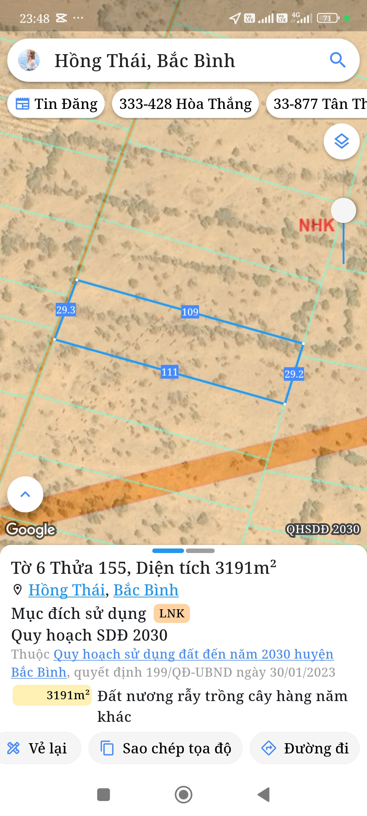 Bán đất 3190m² ngang 29m giá 640 triệu tại Xã Hồng Thái