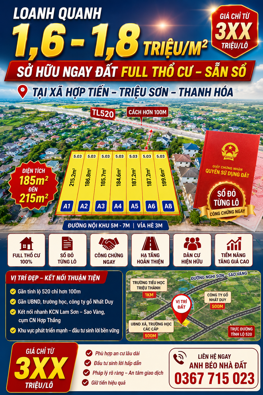🔥 CHỈ LOANH QUANH 1,6 – 1,8 TRIỆU/M² 🔥