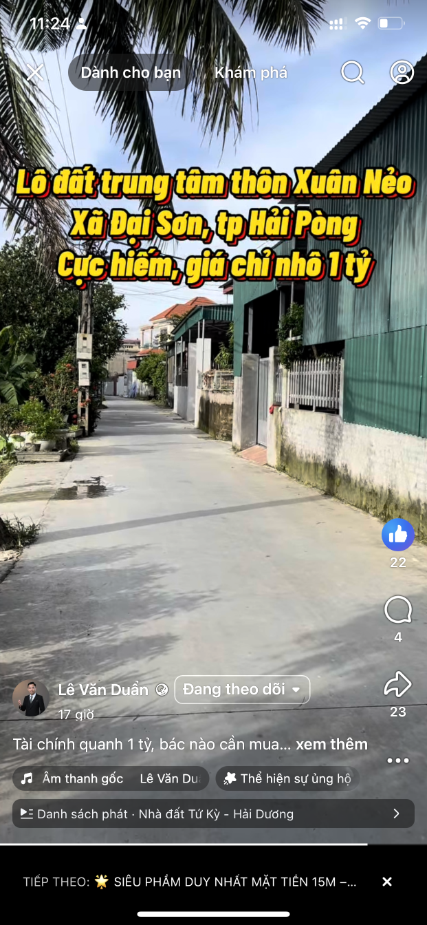 Cần bán dt 76m2 mt 5.7m. Giá 1.2 tỷ Xuân Nẻo, Hưng Đạo