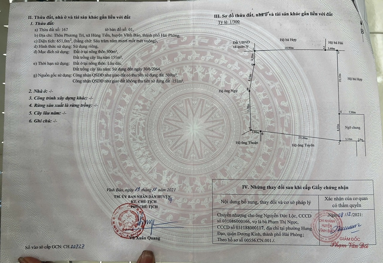 Bán Lô Đất Đẹp Tại Hùng Tiến Vĩnh Bảo cũ nay thuộc xã Vĩnh Hoà. Thích hợp cho các nhà đầu tư lâu dài