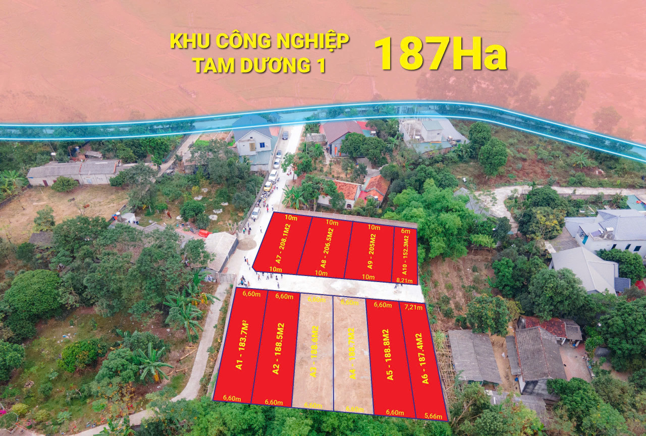 Đất nền KCN 188.7m2, giá chỉ 4,2 triệu/m2, tại Điền Trù - Hướng Đạo - Tam Dương