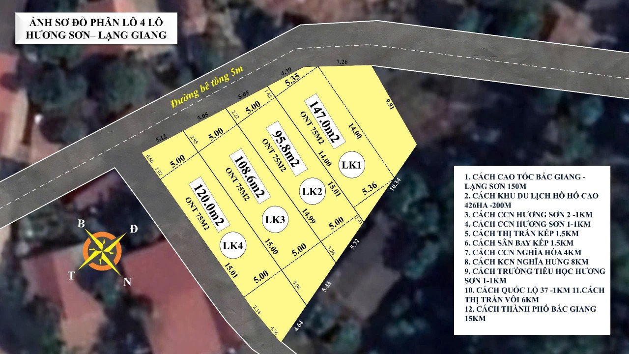 Bán đất 145m² ngang 11,65m giá 550 triệu Xã Kép
