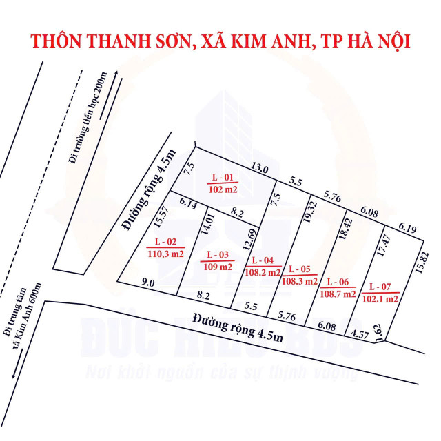 Bán đất 102m² ngang 6m giá 2.1 tỷ Xã Kim Anh