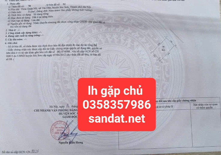 Bán đất 55m² ngang 5m giá 2.45 tỷ Xã Kim Anh