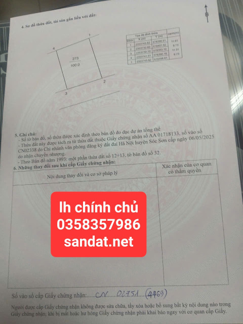 Bán đất 100m² ngang 8.73m giá 2.2 tỷ Xã Kim Anh