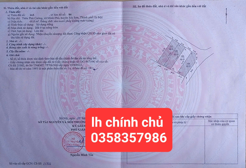 Bán đất 60m² ngang 4.22m giá 1.85 tỷ Xã Kim Anh