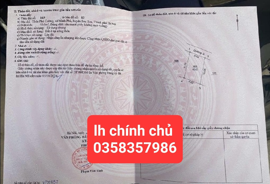 Bán đất 60m² ngang 6m giá 1.88 tỷ Xã Kim Anh