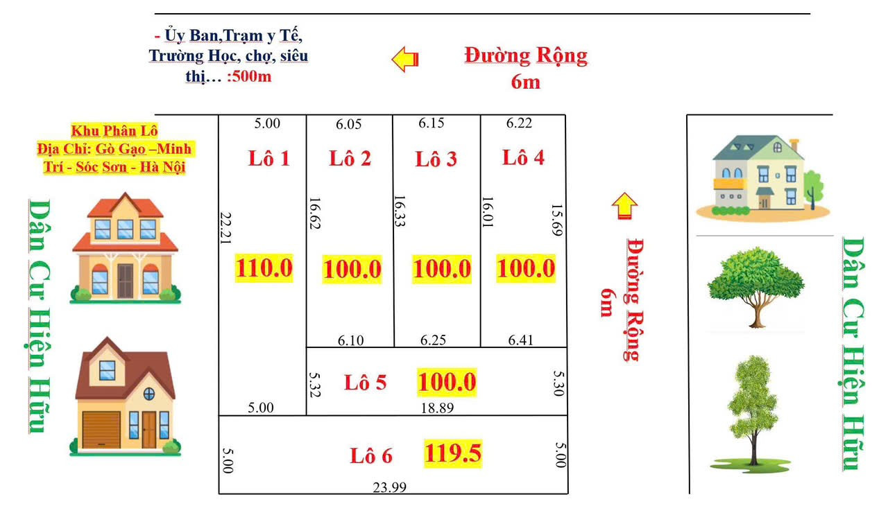 Bán đất 100m² ngang 6.12m giá 2.2 tỷ Xã Kim Anh