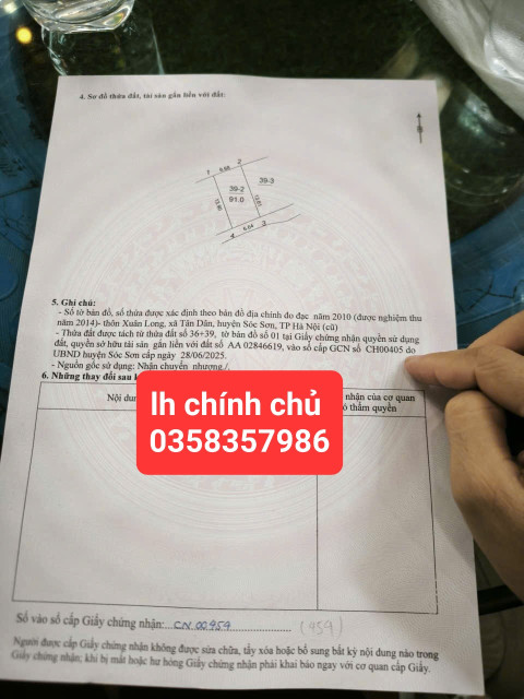 Bán đất 91m² ngang 6.66m giá 1.8 tỷ Xã Kim Anh
