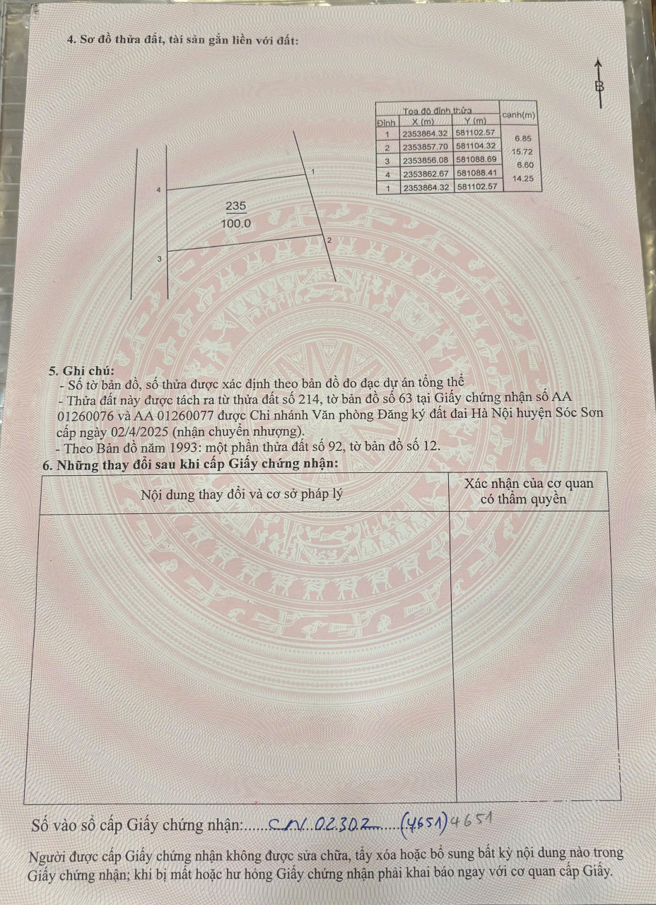 Bán đất 100m² ngang 6.8m giá 1.95 tỷ Xã Kim Anh