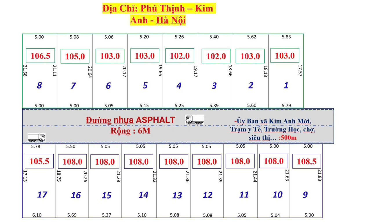Bán đất 100m² ngang 5.05m giá 1.6 tỷ Xã Kim Anh