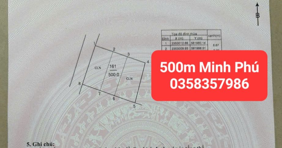 Bán đất 500m² có sẵn 140m² thổ cư ngang 19.29m giá 8.3 tỷ tại Xã Kim Anh